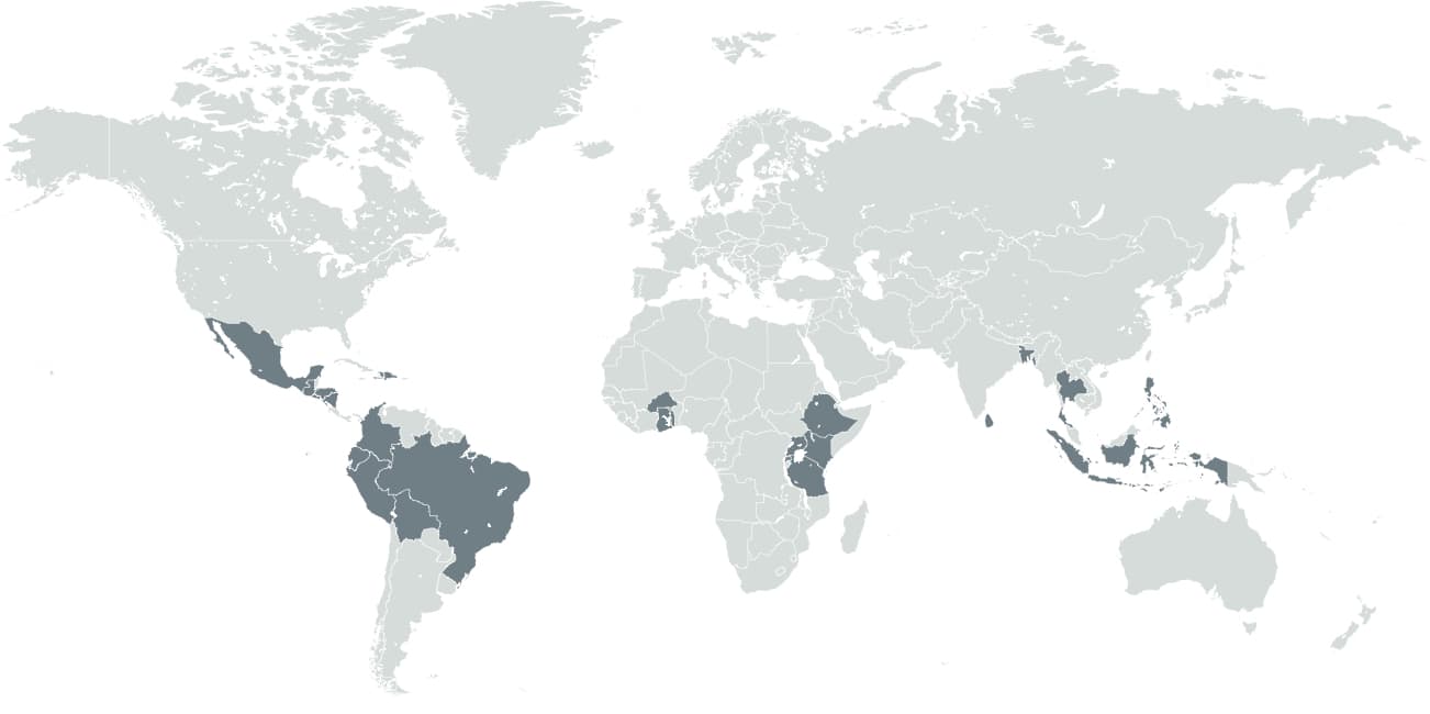 Global map of Compassion partner countries around the world